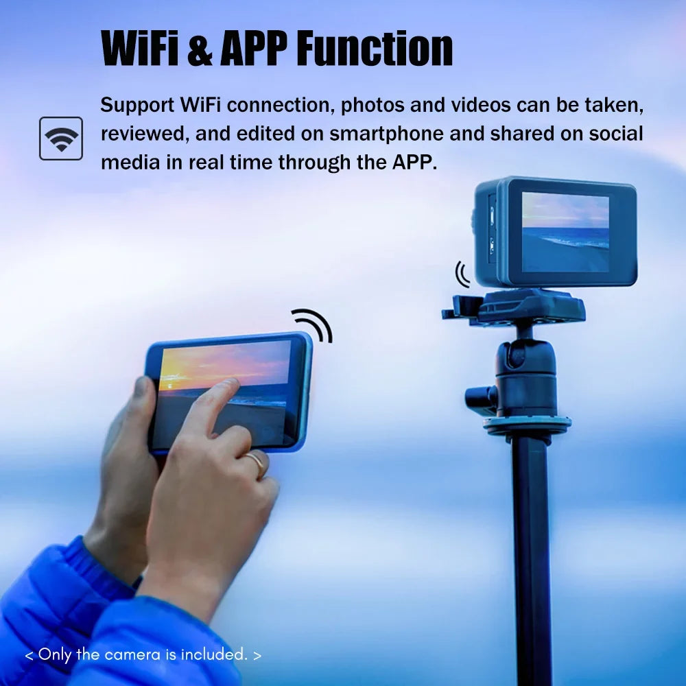 Macro Dual Remote 4K Screen Lens 24MP Wide Screen Moistureproof WiFi Sports 40m with 170° Inch Angle GoolRC Sport for 2.0 Control