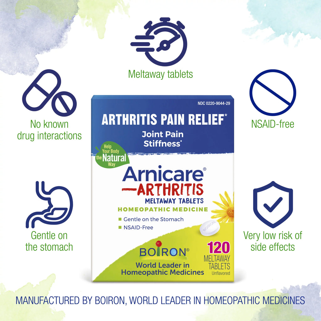 Stiffness, Boiron Homeopathic Count Meltaway Arthritis, Pain, Tablets Pain and Arthritis 120 Arnicare for Relief, Joint Medicine
