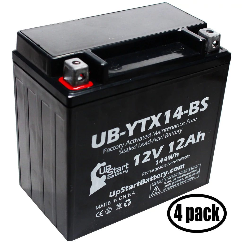 '- Maintenance 12AH, Activated, Free, Replacement -YTX14- 800 2012 4-Pack 12V, Battery UpStart Factory F800ST, Motorcycle Battery for