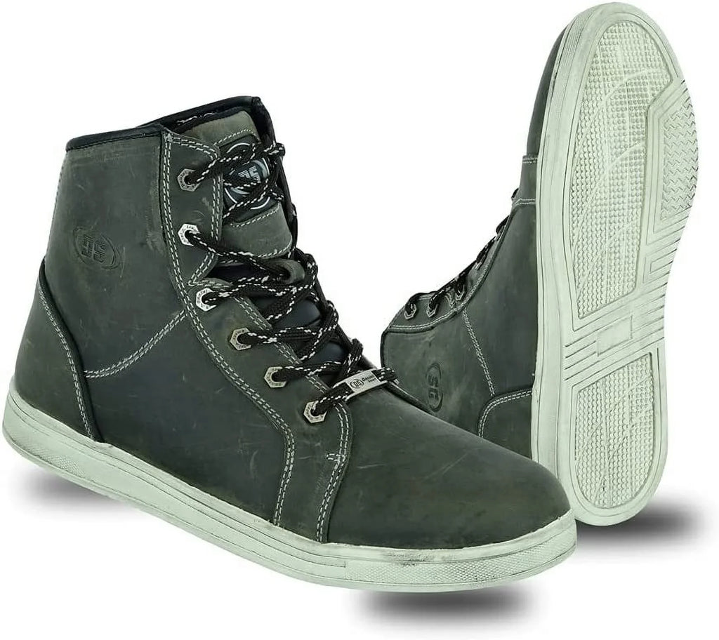 with Grain Shoes Boots – Men’s Full Smart Rubber Outsole Leather Lace-up & Closure Motorcycle Daniel Moistureproof Lightweight