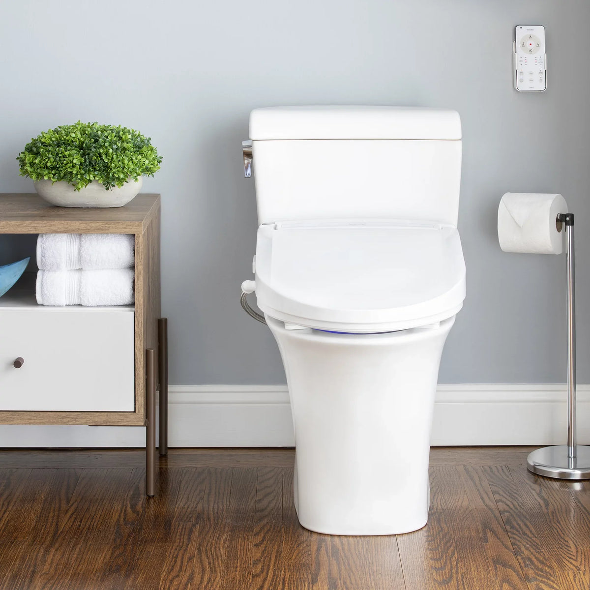 EM617 White Brondell Bidet with Toilet Control, Round Swash Remote Advanced Seat