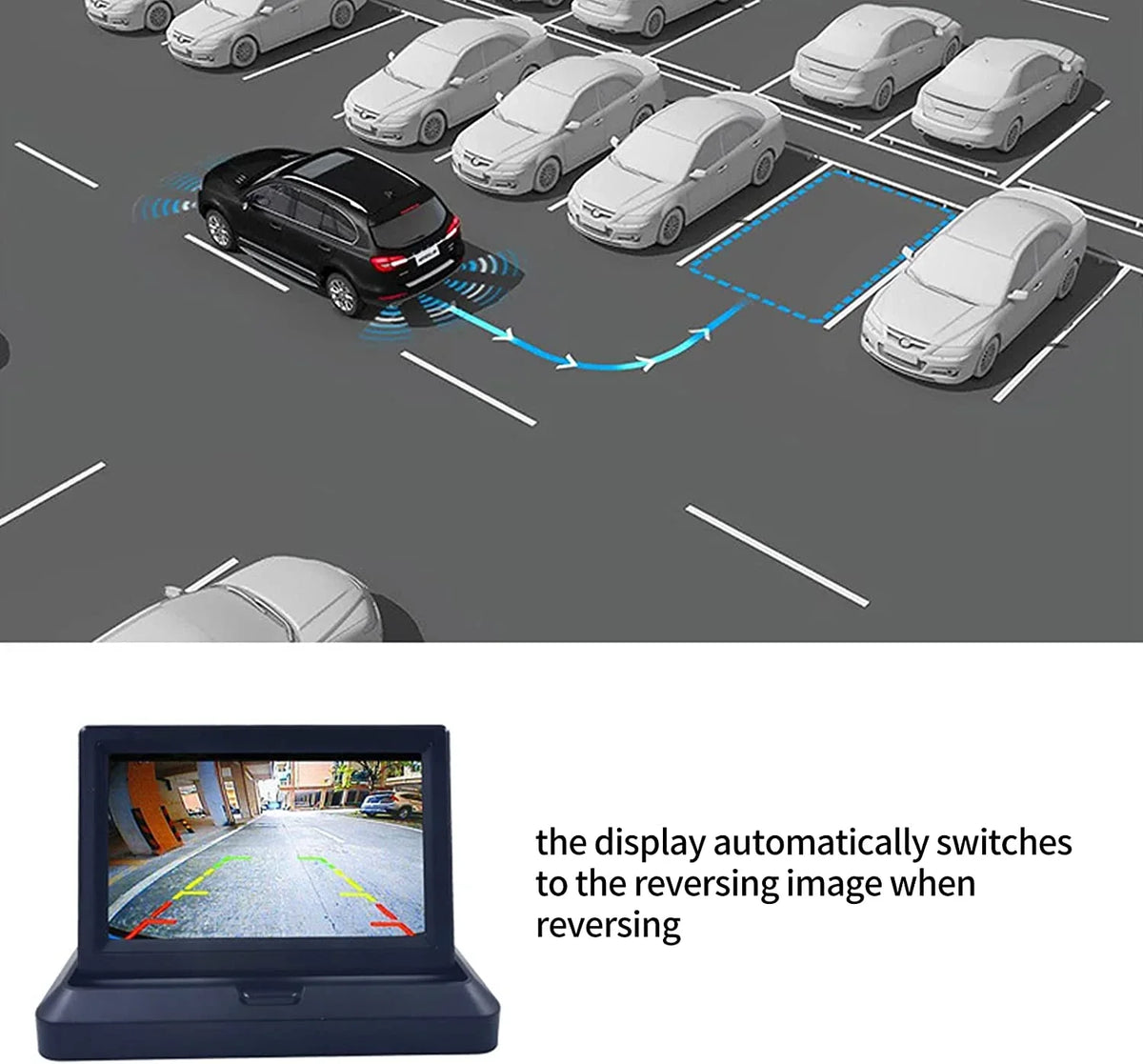 Two Camera only Reverse Monitor 12V/24V Rear V1/V2 View Foldable Screen, Input, Backup Display Video 5 inch