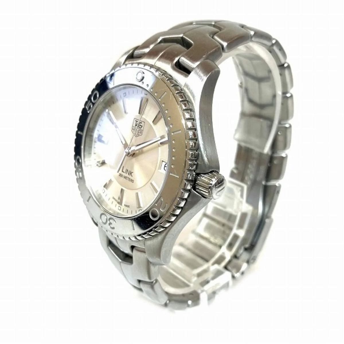 Dial WJ1111 Tag Pre-Owned Silver Quartz Link Heuer Men's Date (Good) Watch