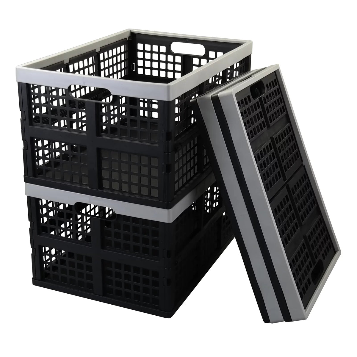 4 Baskets 42 Stackable Storage Folding Crate, Quart Collapsible Plastic Bin Packs Yuright