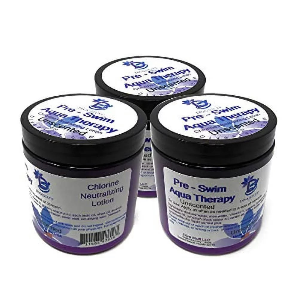 3 Salt Stuff From Body Diva Neutralizing Aqua Therapy Pre-Swim Chlorine Unscented, Lotion,Protects and Moisture, Chlorine pack,By Skin