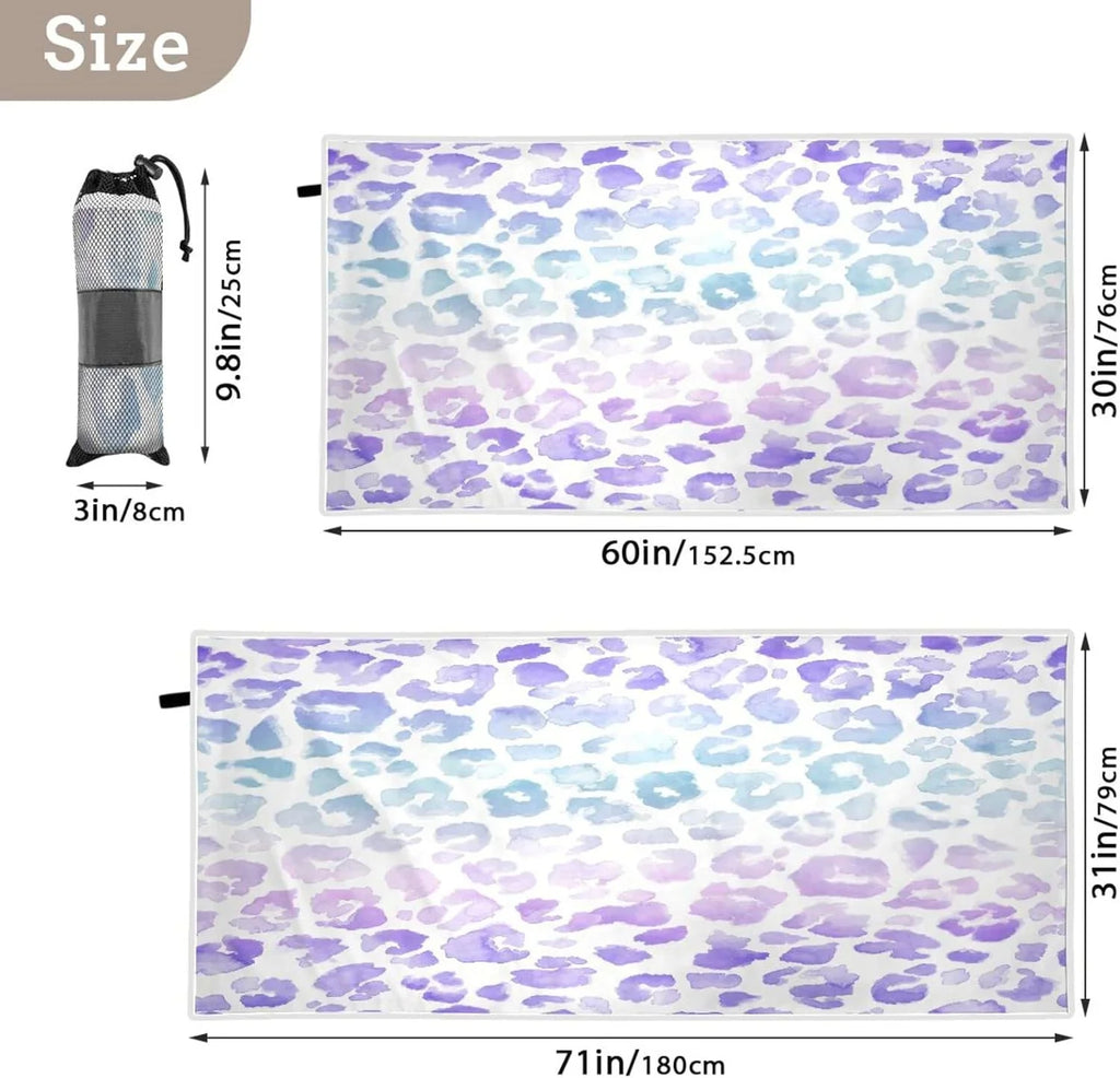 Towel Swimming Holiday Super （405） Absorbent Compact Leopard Dry Oversized Camping Towels Beach Towel Travel Lightweight for - Bestwell Quick - Gradient