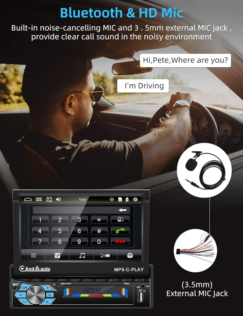 with Link,with Receivers Mirror Car Carplay Bluetooth,7 Car Stereo Phone Camera/ Port -in Auto Audio Support Out Radio,Car Flip Android Radio/Backup Inch Touchscreen