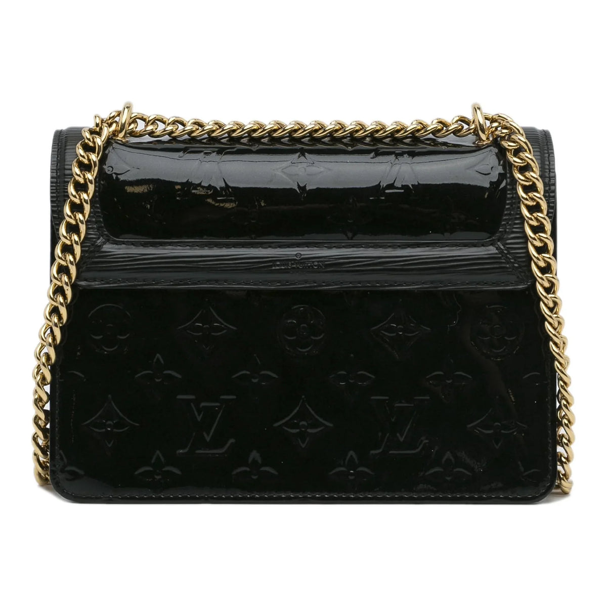 (Good) Authenticated Black Monogram Leather Unisex Vuitton Vernis Crossbody Louis Bag Pre-Owned Wynwood
