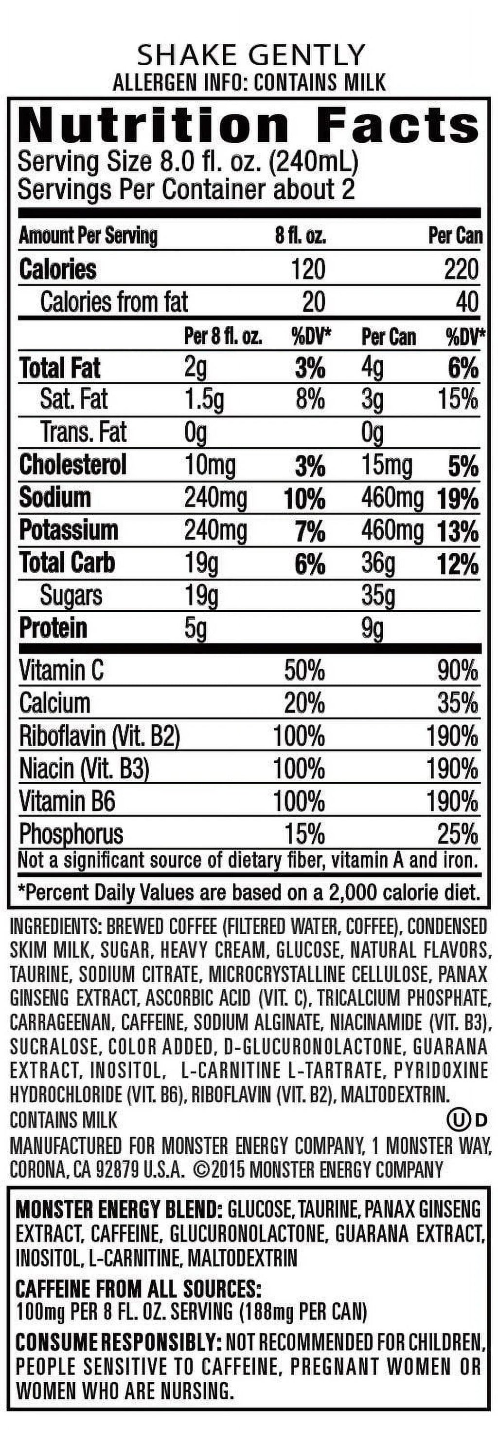 15 coffee of monster drink, moca, + energy (pack ounce 12) loca java