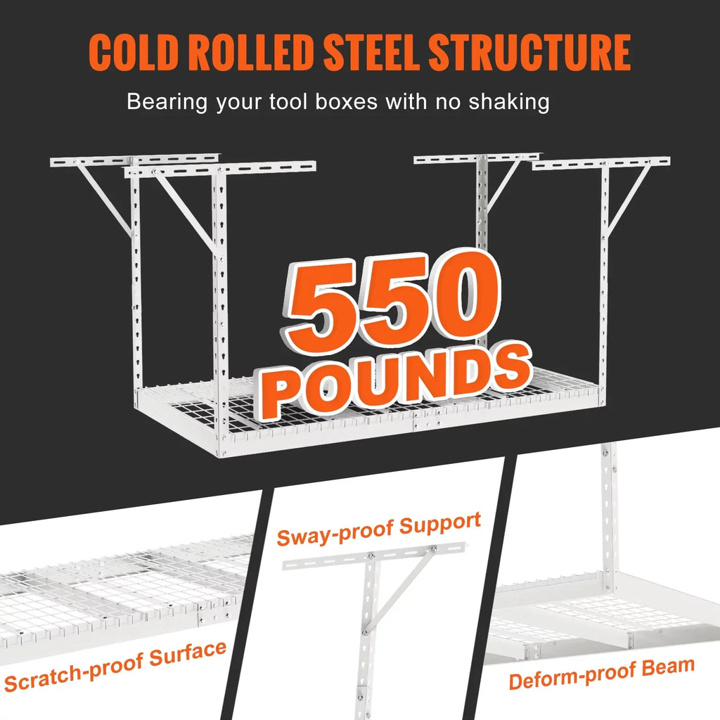 Rack Adjustable Garage Ceiling 36x72in Overhead Rack White 550lbs Storage