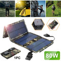 Charger Phone Bank Panel Folding Camping Power Solar Outdoor Hiking 80W