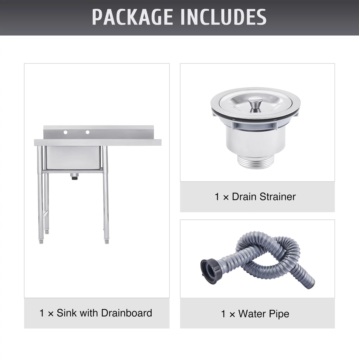 Commercial Strainer Wilprep for Steel Stainless Bar Kitchen Backsplash Utility Drainboard Sink w