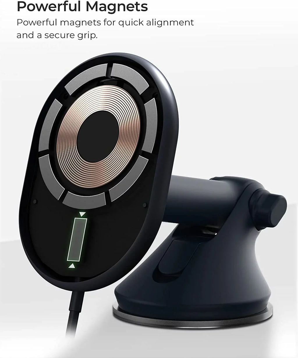 Charging Mount, Fits & Wireless Dash Black, Windshield Magnetic MagSafe iOttie Velox Plastic