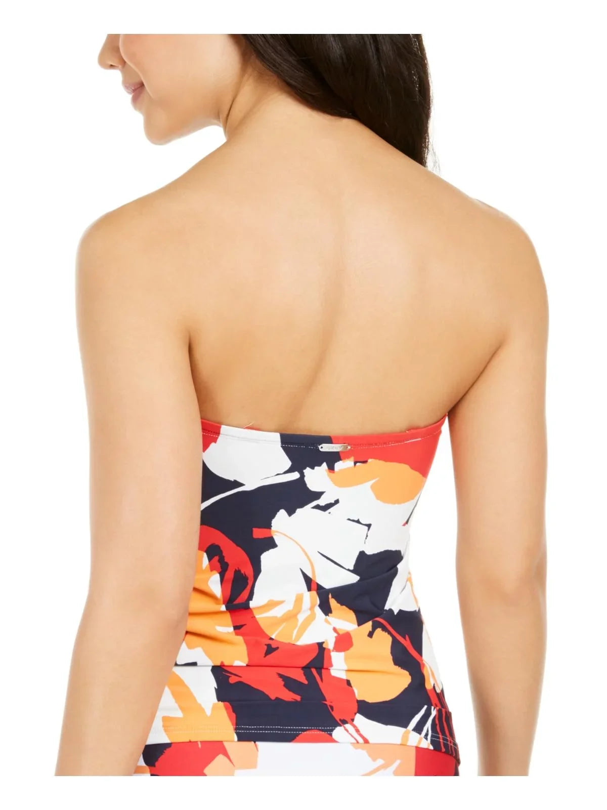 X-Small Top, Tie-Front Strapless Tankini Printed