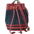 Bag Blue Pre-owned Leather Suede Trimmed 550620 Ophidia Bucket Mini