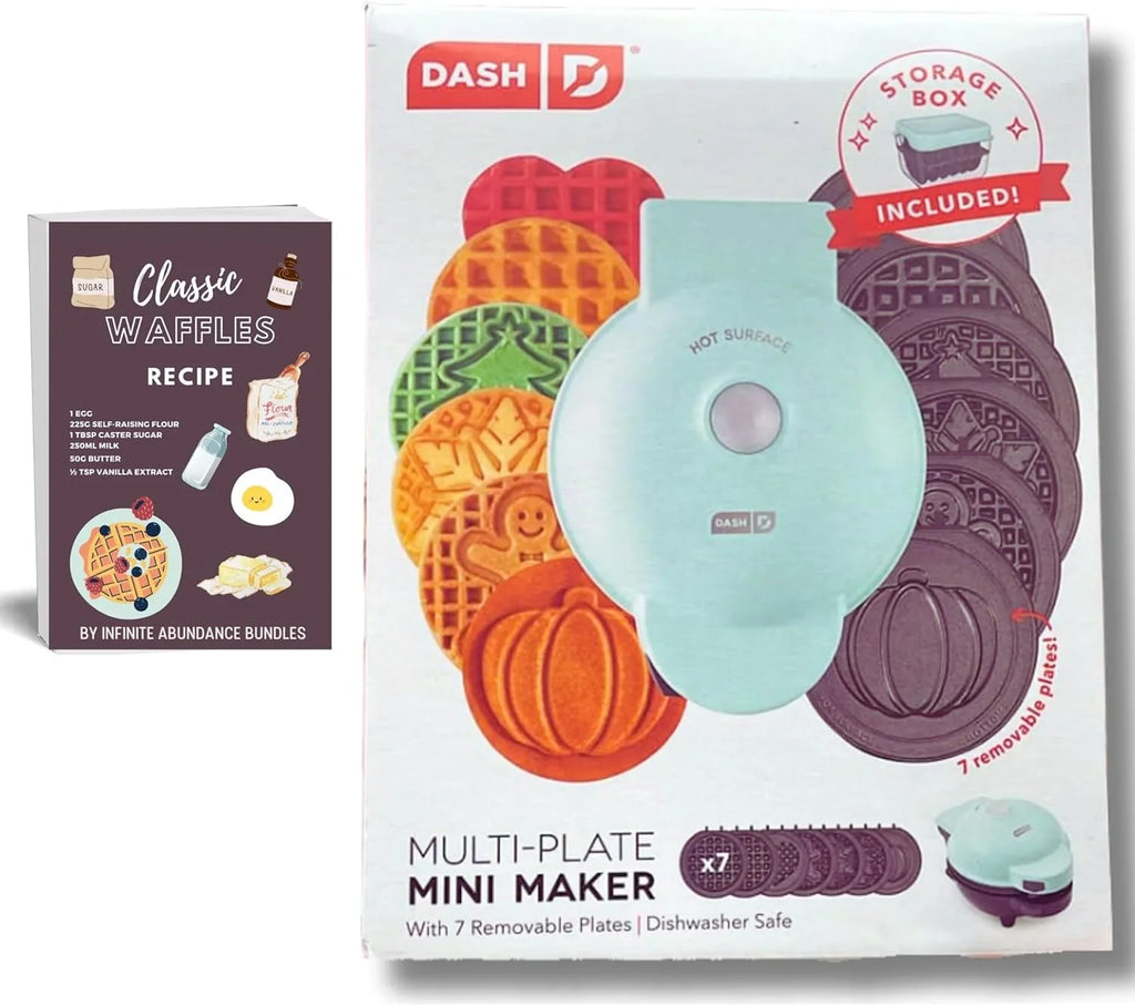 Plates a Waffle 7 with and Iron Maker Storage Dash Removable Mini Waffle