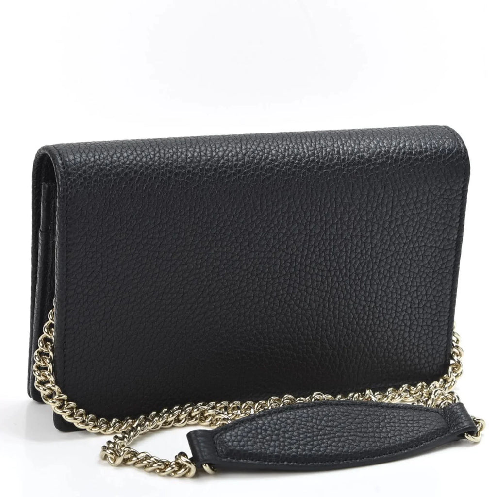 Cross on Gucci Bag Soho Leather Wallet Chain Body Black