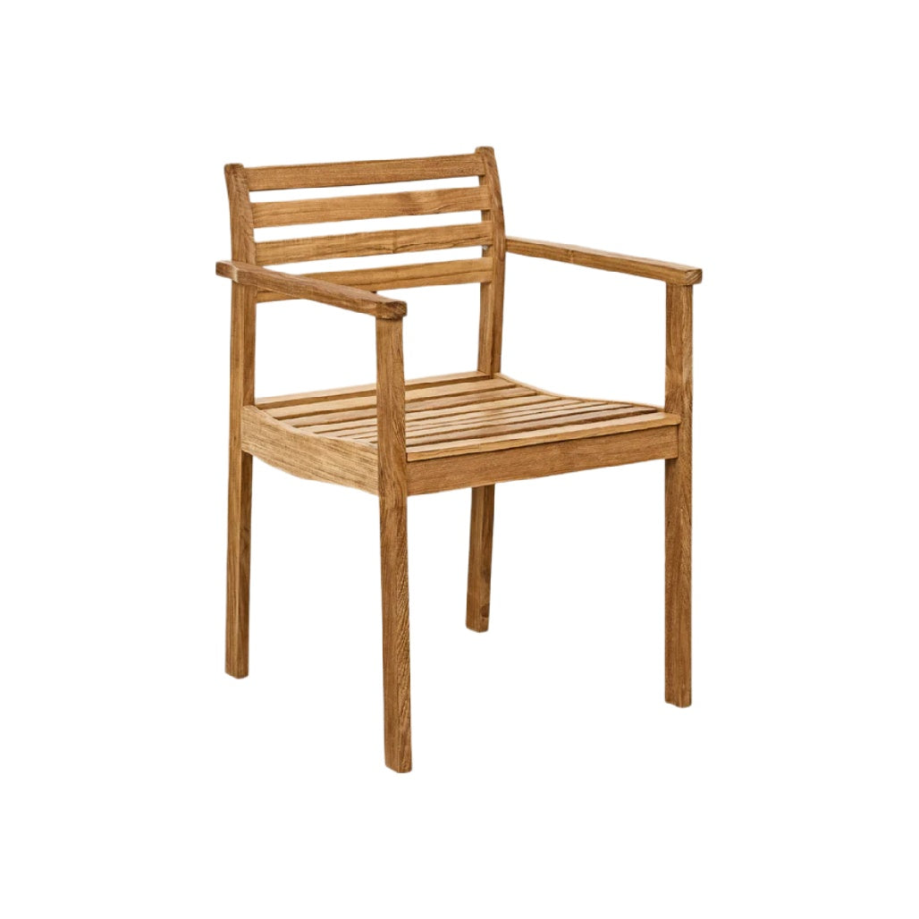 Moderner Holzstuhl mit Armlehnen und slatted Design