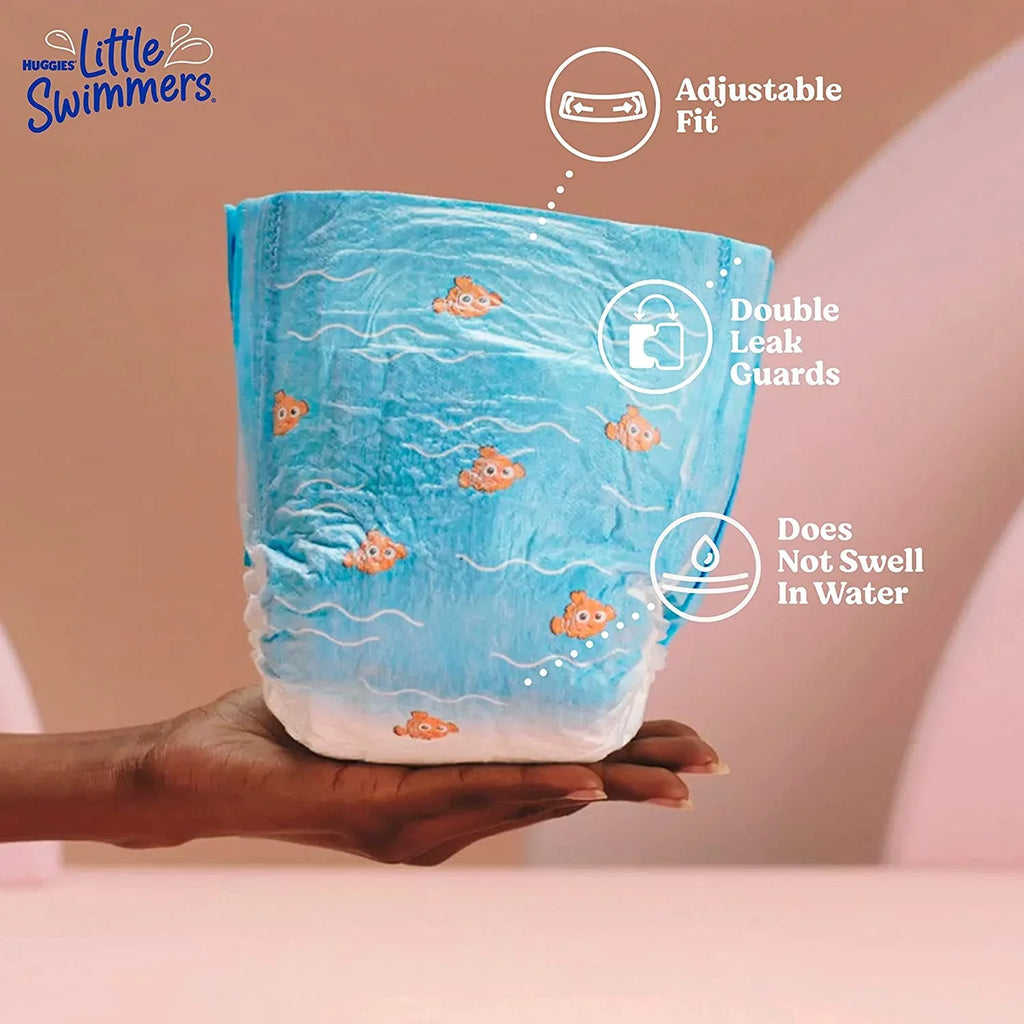 18 (24-34 Ct Disposable Swimming lbs), 4 Little Size Diapers, Huggies Swimmers