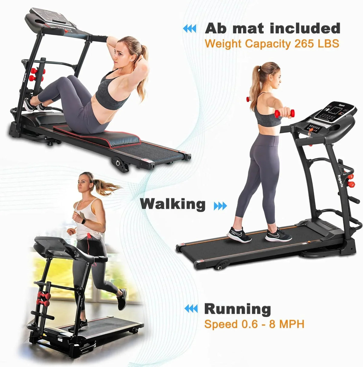 Treadmill Display, Portable With Inch Foldable Apps Equipment, Connectivity, For Home Black Bluetooth Gym And Fitness Tracking 16.5