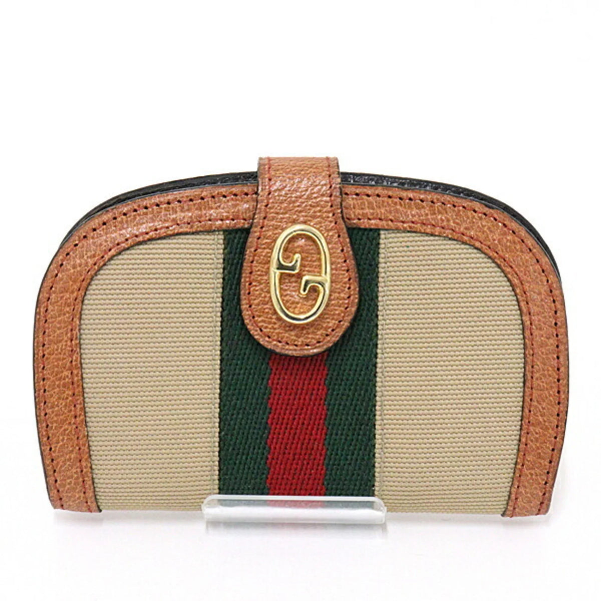 Key Old 6 (Good) Rows Web Sherry Stripe Beige Line Canvas/Leather Case Gucci Green/Red/Green Pre-Owned