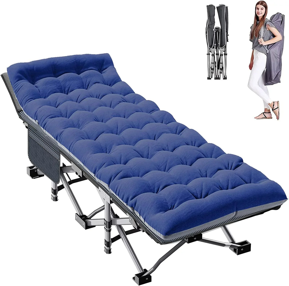 Cots - Adults Oxford Layer, Bed, with Folding and Camping Cot Carry Outdoor Bag Heavy Mat 1200D Camp for Duty Travel