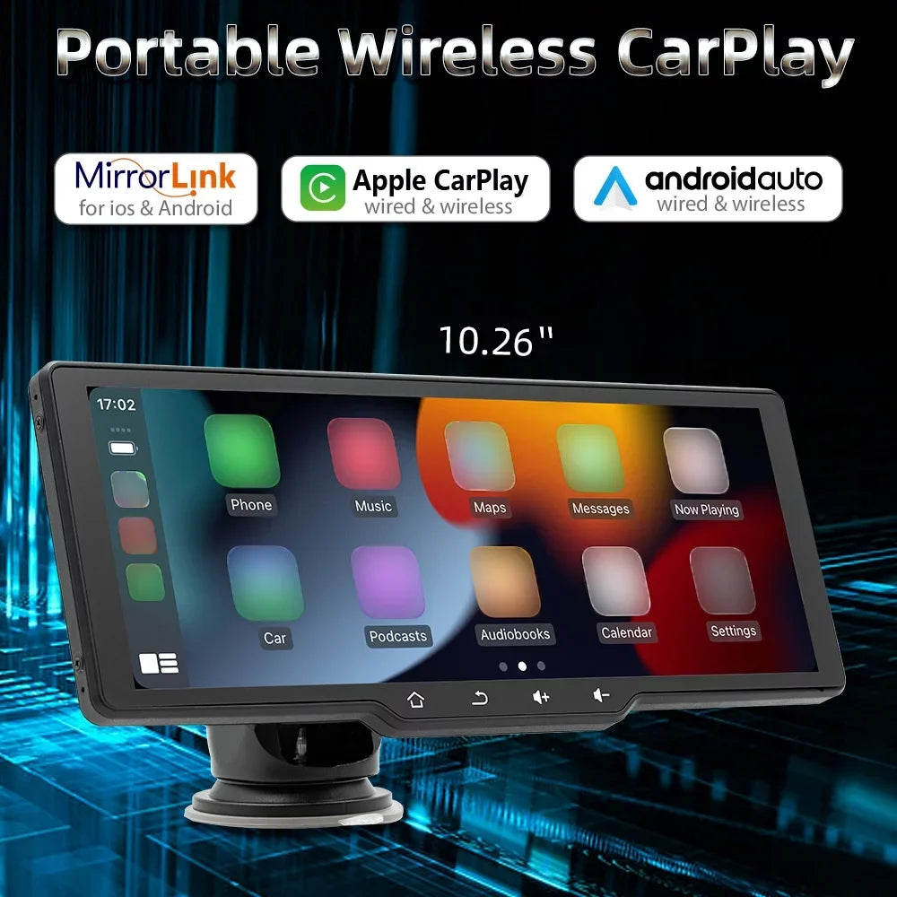 CarPlay Car Player Mobilephone Camcorder Rearview Control Car 10.26in Portable Auto Camera Video Multi-language Car Car Camera MultiMedia moobody Recorder Wireless