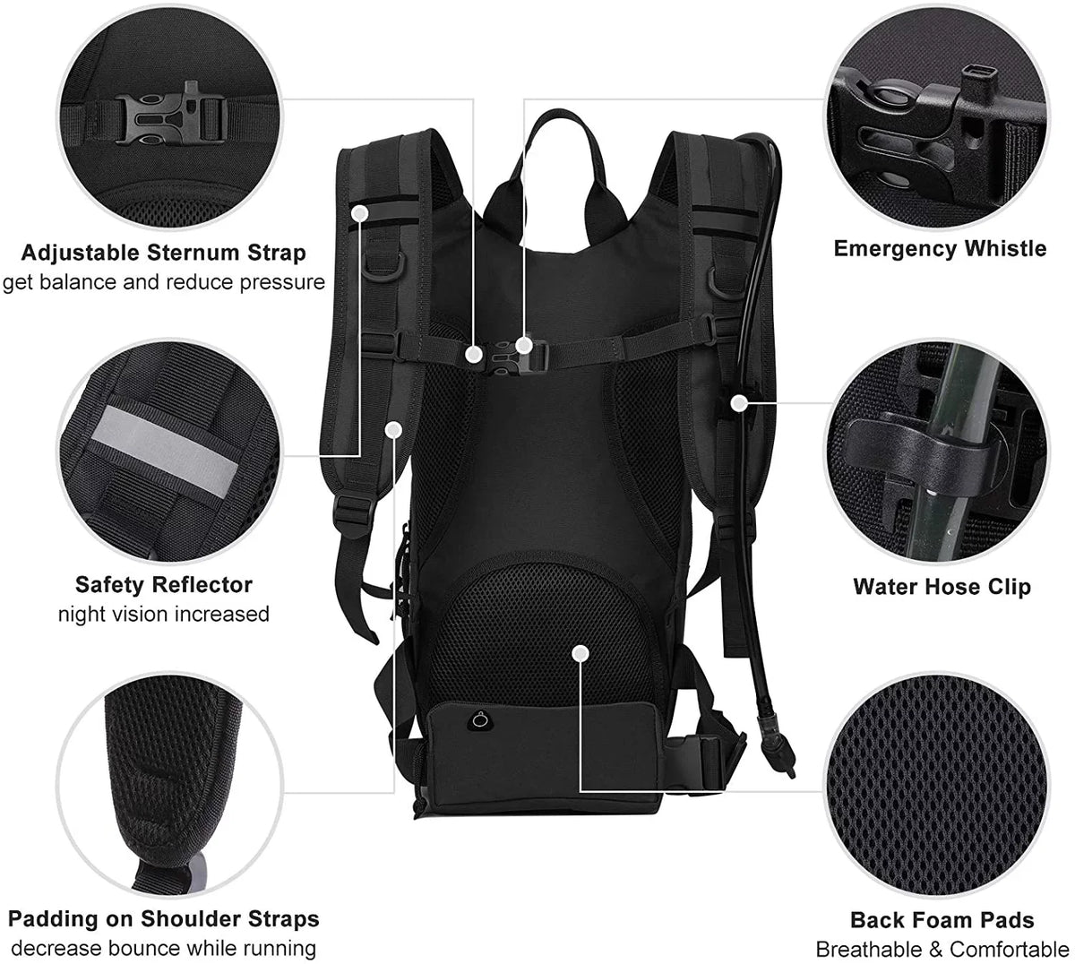 Waist Women Hydration Backpack Insulation, Daypack Hiking Running Adjustable Military Men with Moisture Cycling Bladder, Bag Thermal Biking 2L Free Pocket for Moisture Pack Moisture Fits Tactical