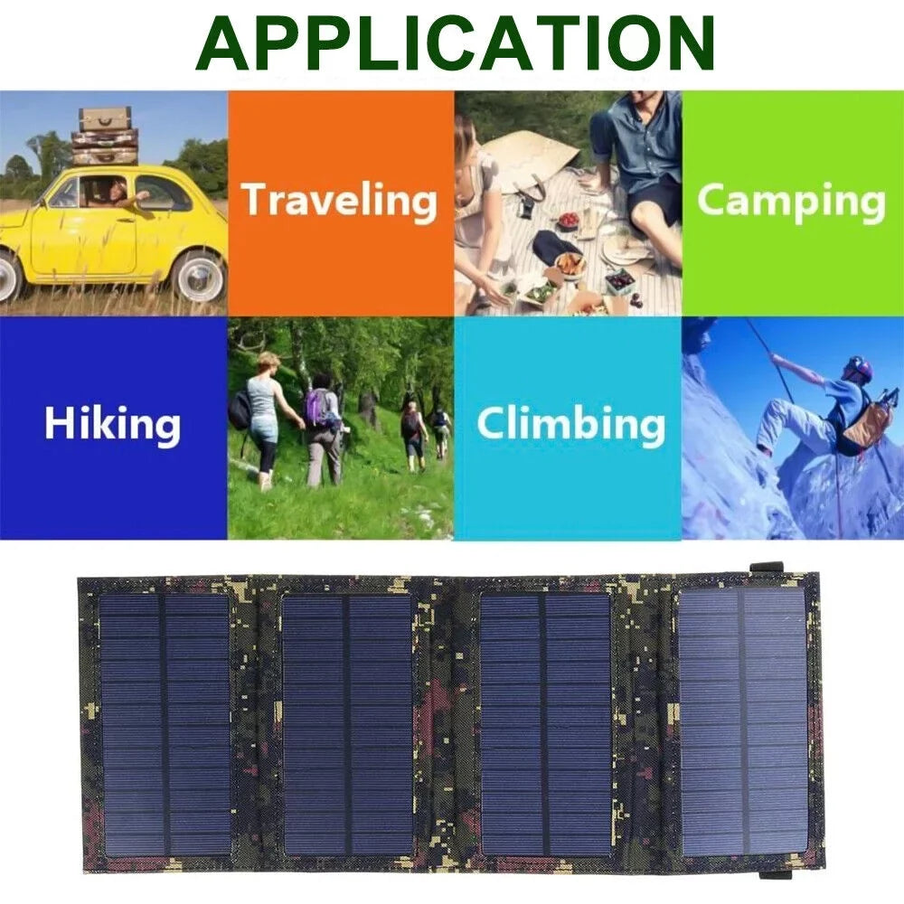 80W Power Charger Solar Panel Outdoor Phone Hiking Paddsun Camping Bank Folding