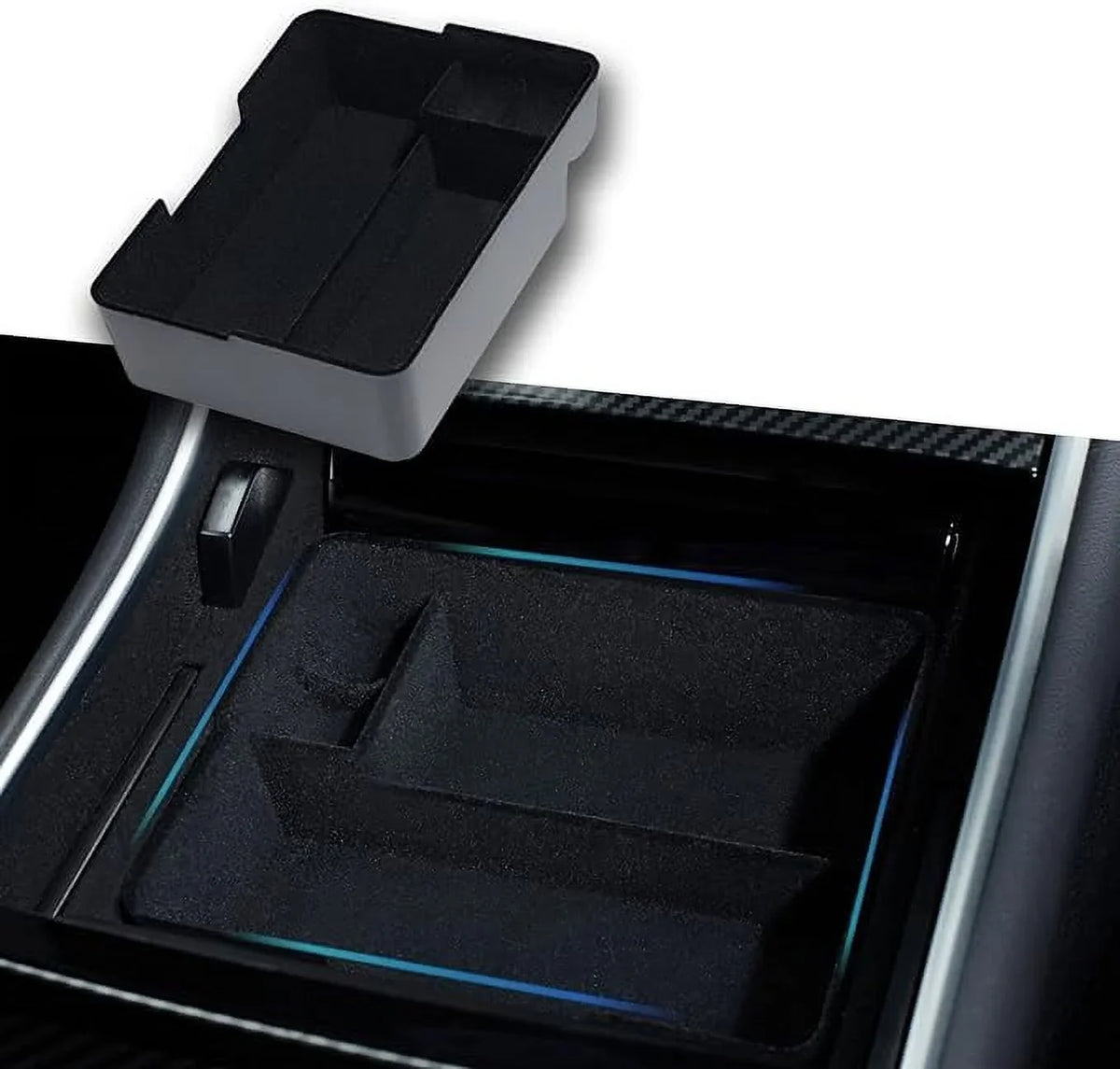 Tray Y Customized Console Accessories, Box, Premium Upgrade 3 Flocking Tesla Holder Coin Center and Material Nestour Sunglasses and Model with Organizer Storage Model 2016-2020