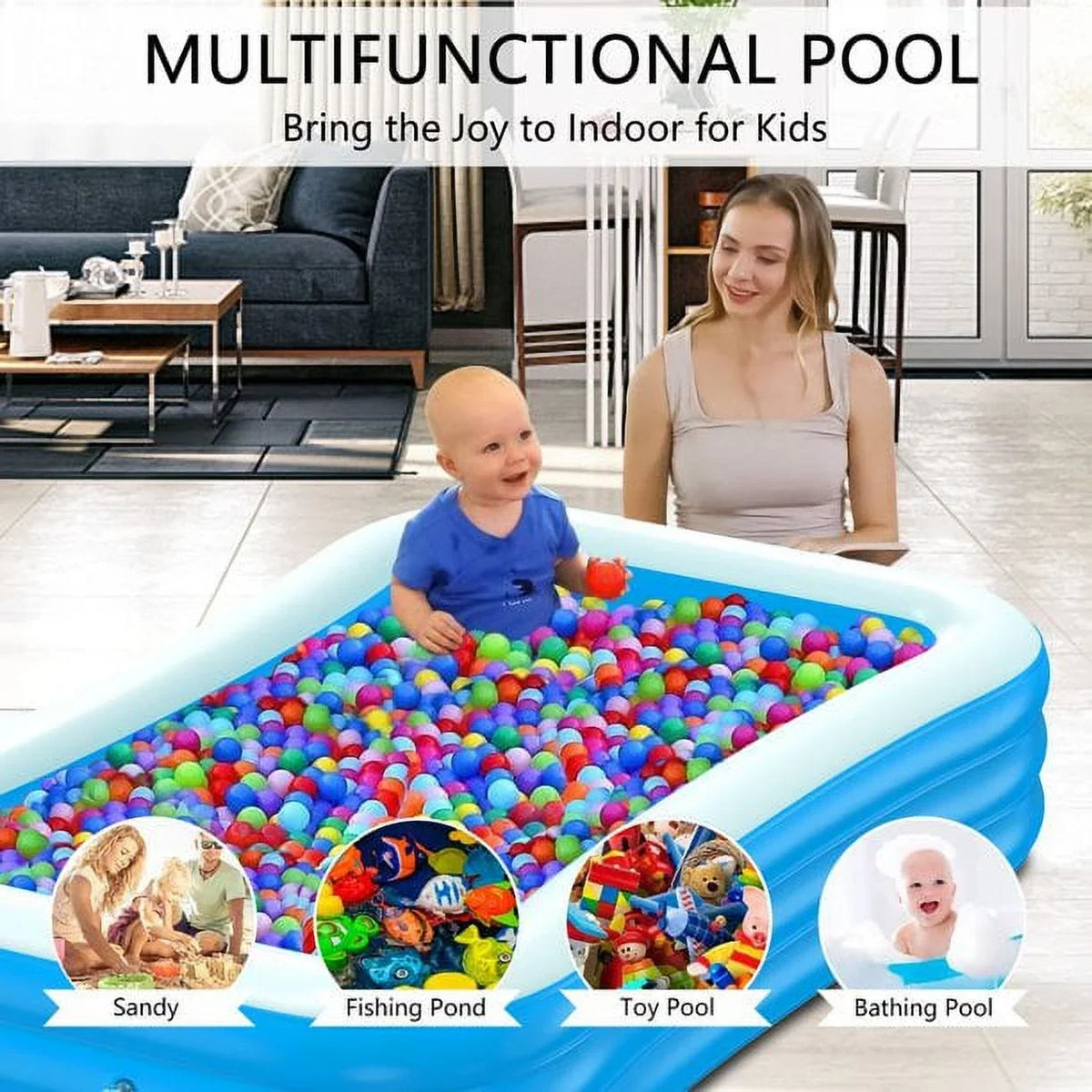 for Pools Garden, Inflatable Toddlers, & 22 and Pools Adults, Pool Ball Outdoor, inch Babies, Swimming 120 X Kids Packable for Party 72 OTFitness Pool Pool X Swimming Backyard, Summer
