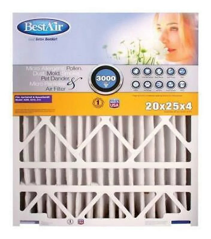 x of W D 20 in. in. Air H 13 25 Filter x in. BestAir Pleated 2) 4 (Pack
