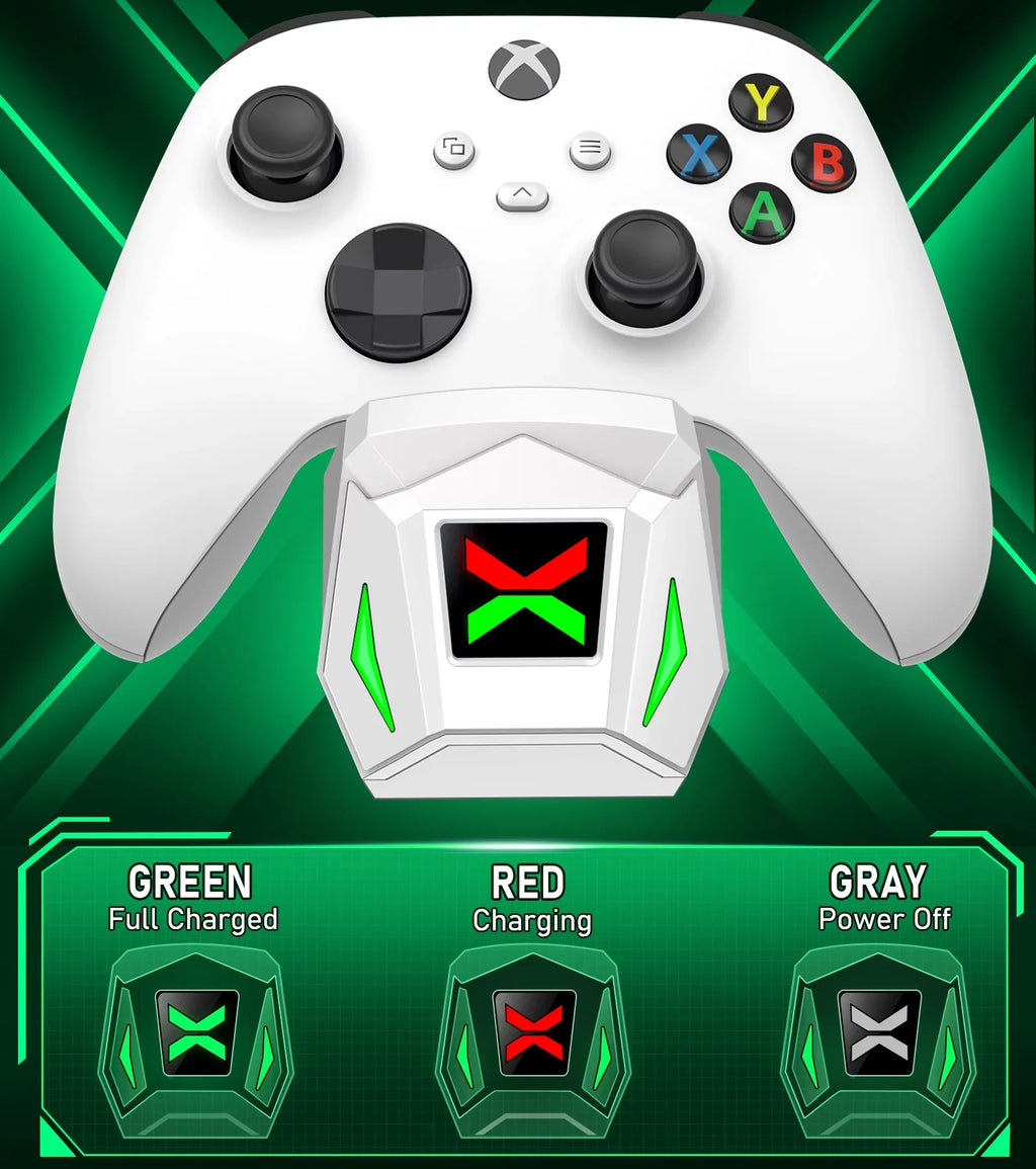 with 2x2550mAh Station Packs Xbox Rechargeable Xbox Controller Battery Charging Dock Charger,Xbox One/Series for Accessories-White Controller X|S
