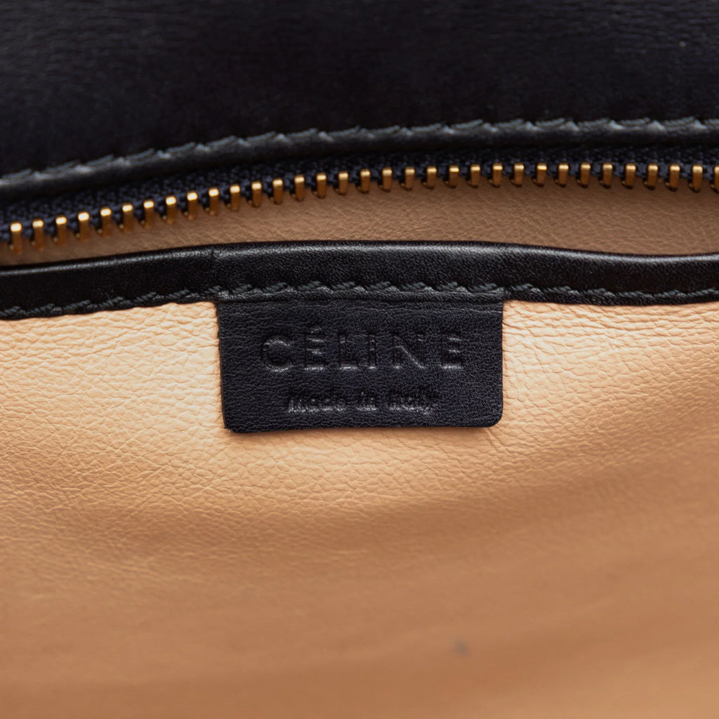 Calf Satchel Authenticated Pre-Owned Luggage Tricolor Tote Leather Brown (Good) Unisex Celine Nano