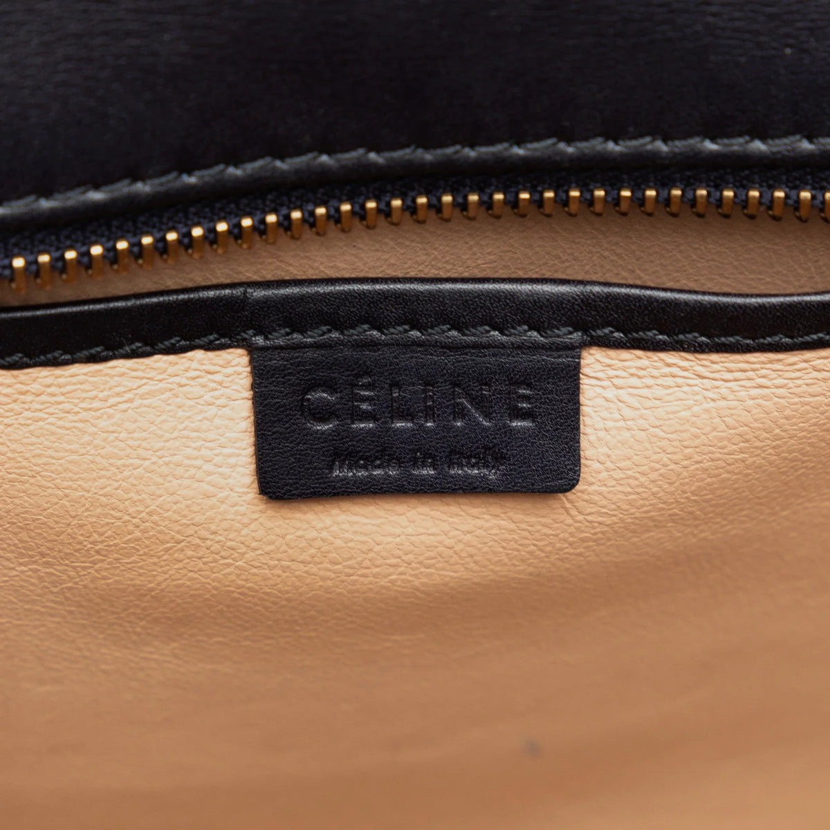 Calf Satchel Authenticated Pre-Owned Luggage Tricolor Tote Leather Brown (Good) Unisex Celine Nano