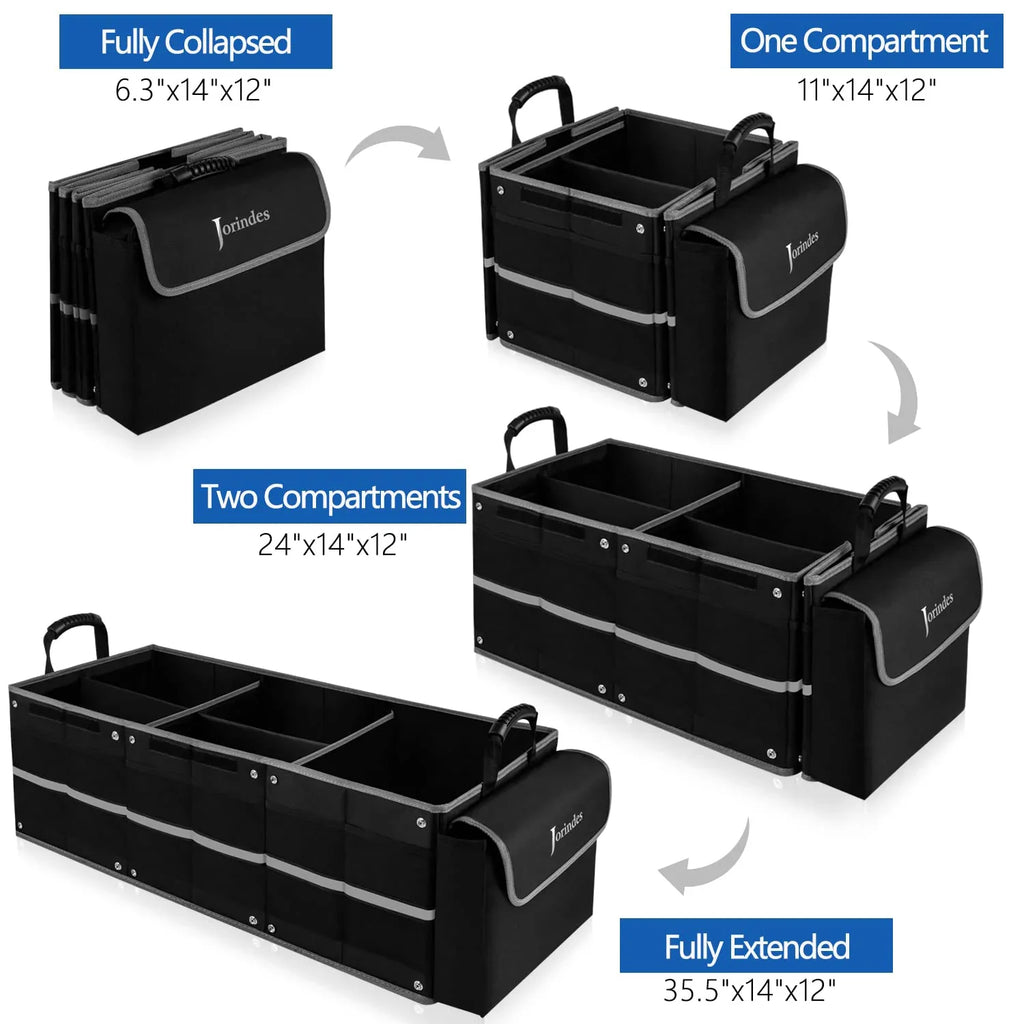 Moistureproof 3 Organizer Car Trunk Collapsible Truck,Van Vehicle Cooler Organizer proof Leak Car for Bag, with Compartments Suitable for Sedan, Suv, Insulated