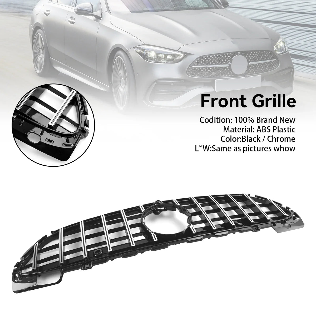 fit W/Camera Mercedes 2022-2023 for Grill Grille Bumper Benz W206 Front Style