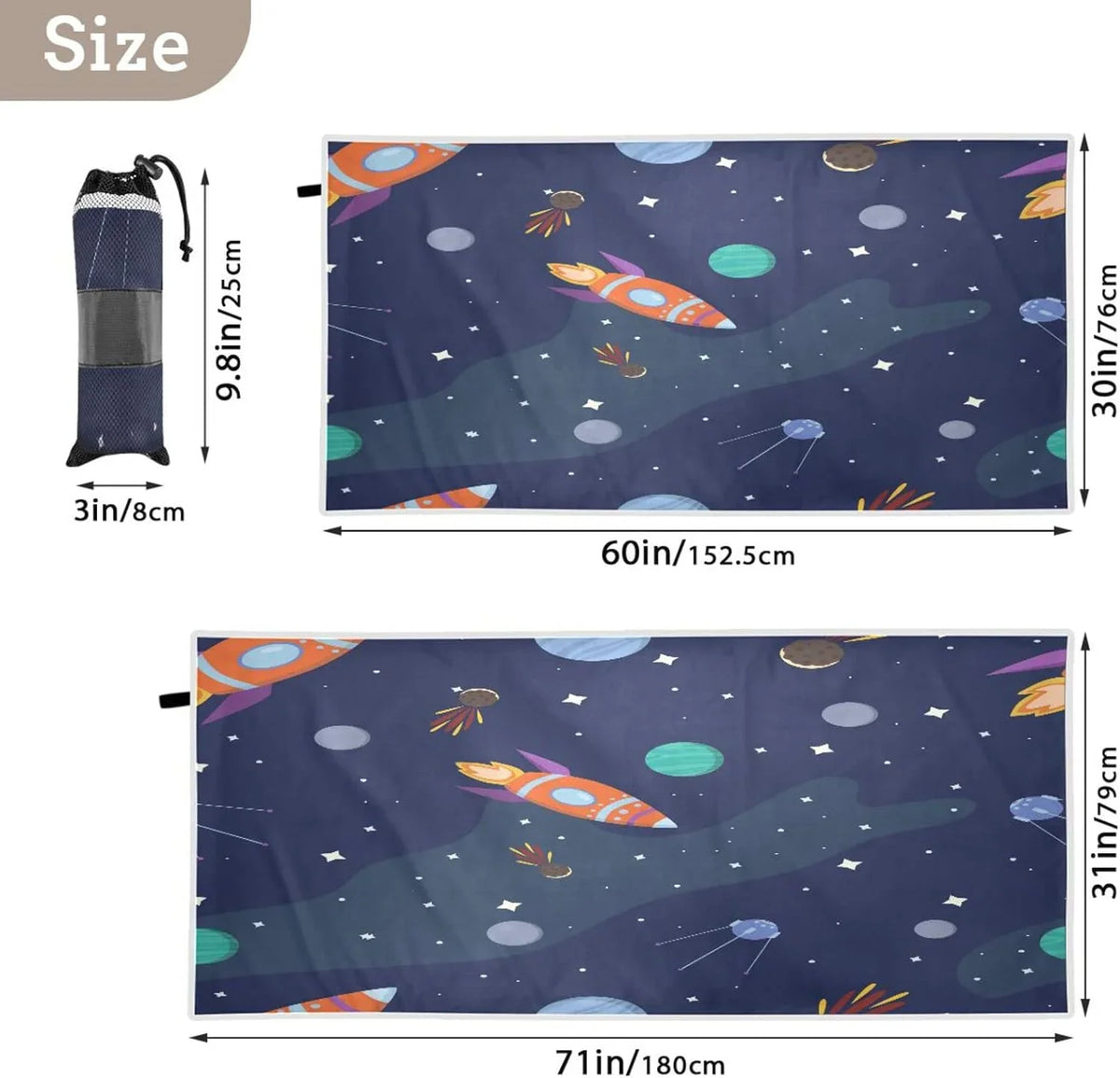 Lightweight Bestwell Oversized Super Camping Beach Travel Rocket Quick Swimming Dry Towel Holiday（312） Absorbent - Towel Cartoon Compact for - Towels