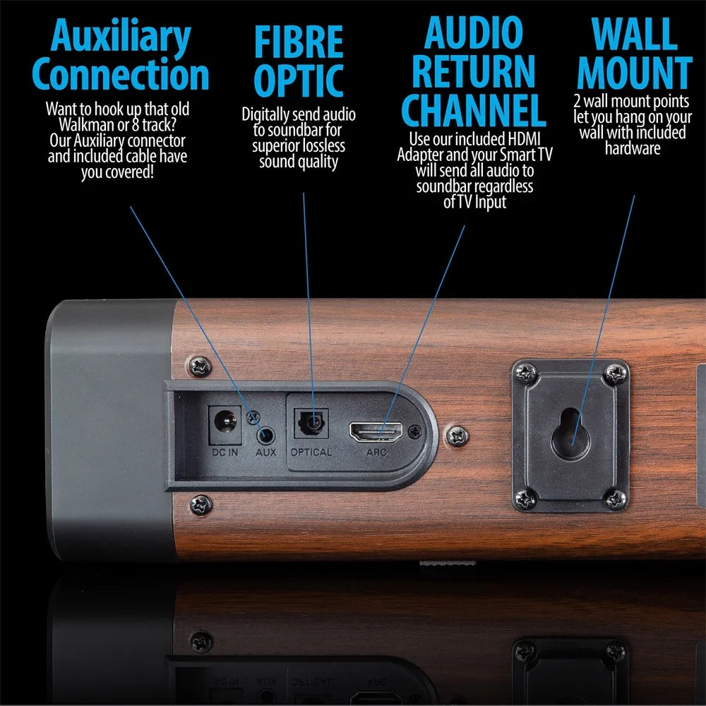 2.0 and Extended 1 with with Dual Gear Built-in 2.5" Year Soundbar Bundle Drivers Deco SB200WOD Subwoofers Four Warranty Channel 60W