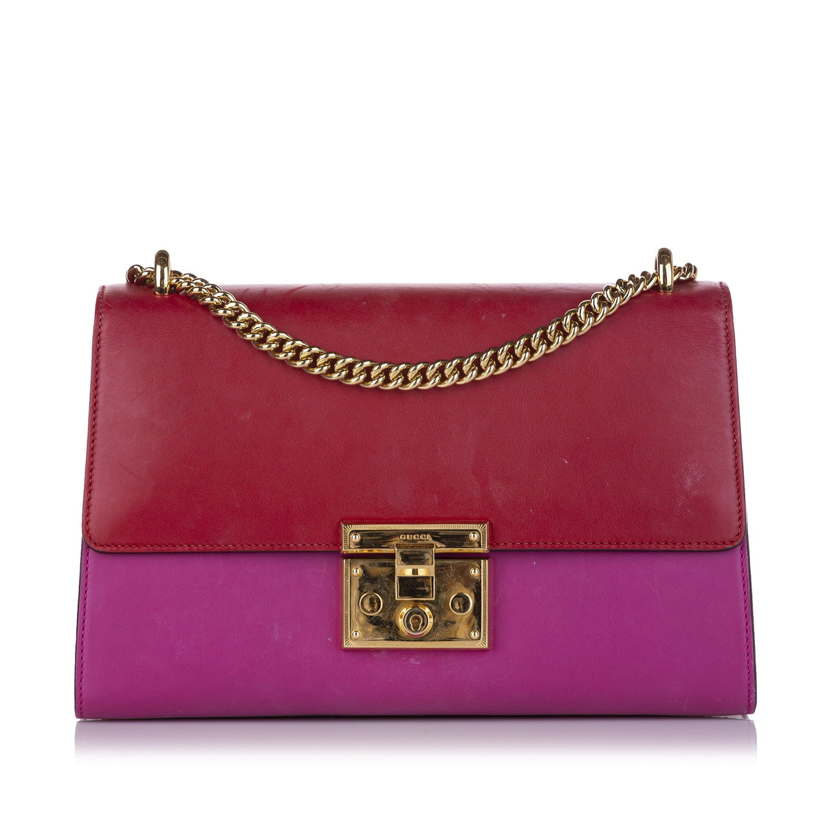 Small Women Bag (Good) Crossbody Gucci Red Pre-Owned Leather Calf Padlock