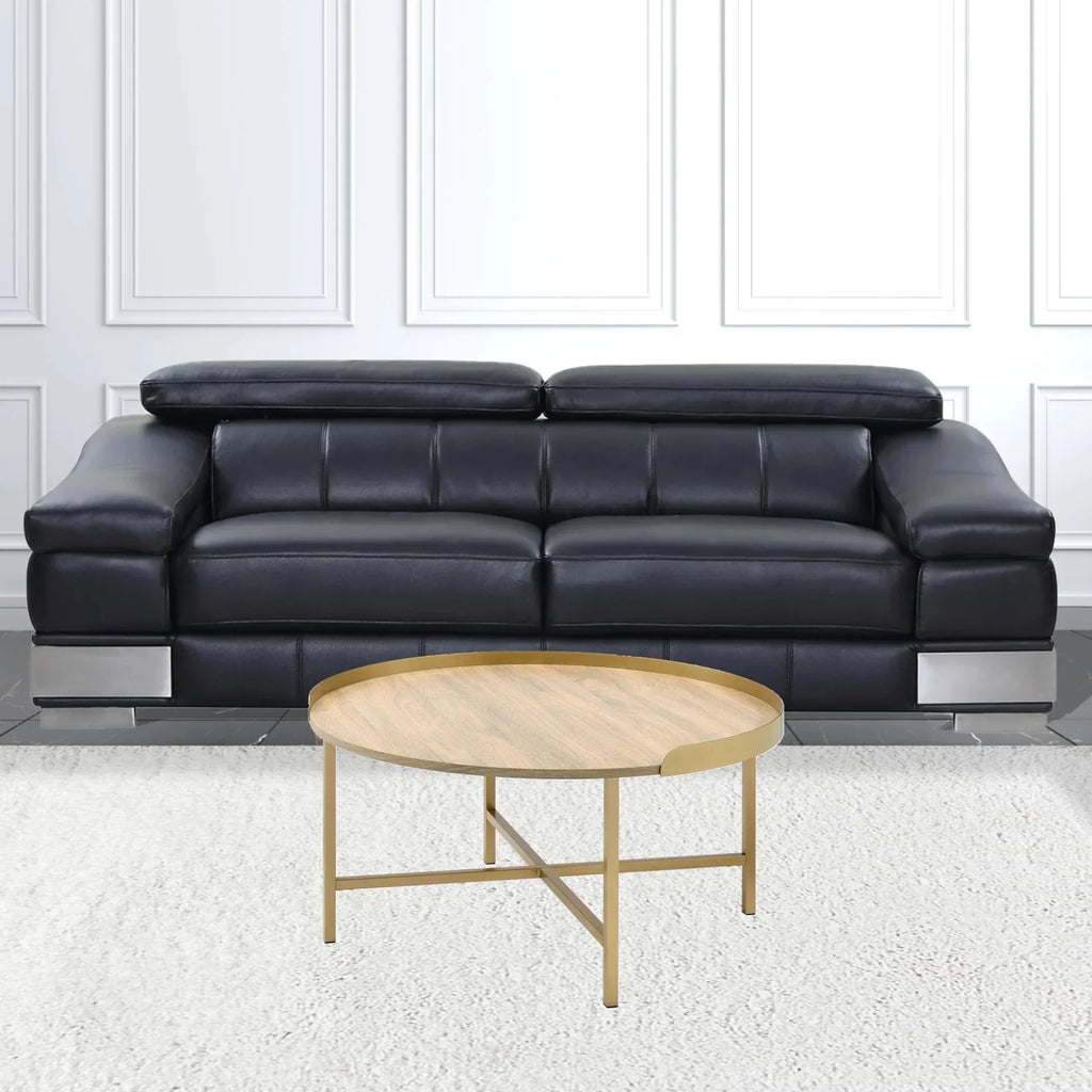 Oak x Metal in. Wood HomeRoots & Round 490508 34 Gold Manufactured Coffee & 18 34 Table x