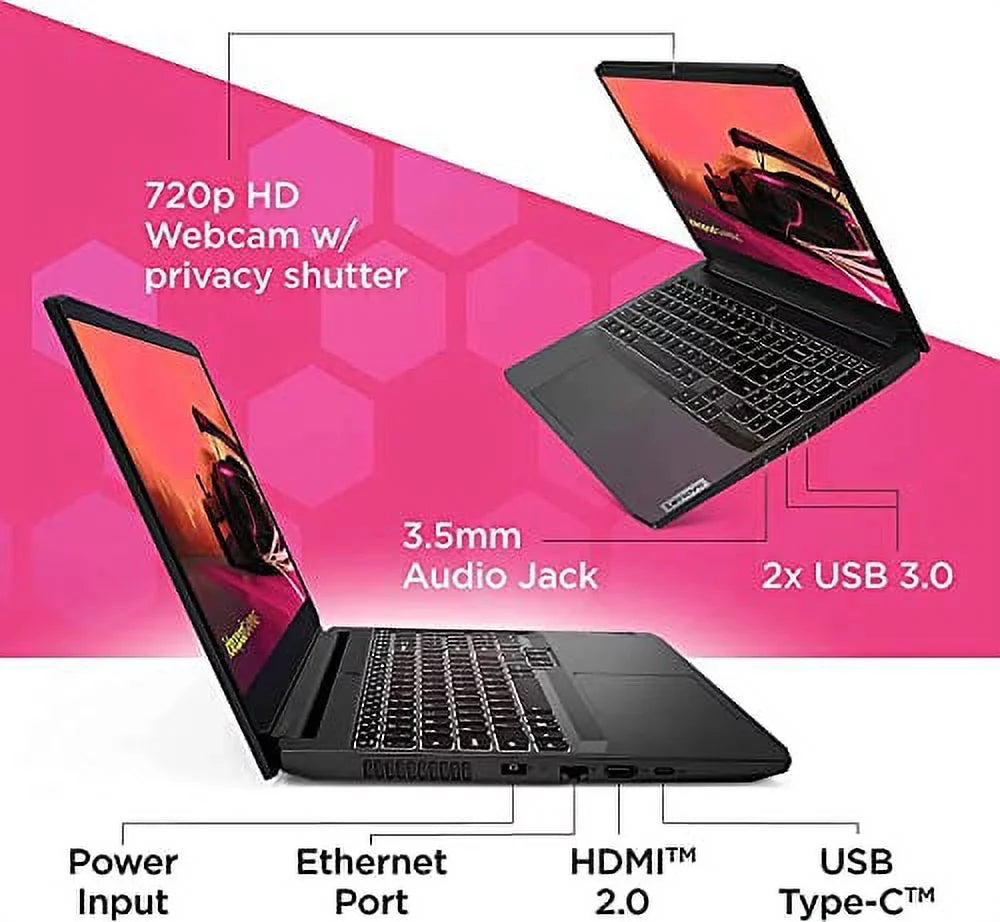 Shadow Ryzen 11, Backlit WiFi, 5-5600H, 120Hz Laptop, 3050 IdeaPad Ti Gaming , Bluetooth, 32GB Black Keyboard, Windows GDDR6, 1TB 3 Gaming 4GB 15.6" Lenovo Webcam,