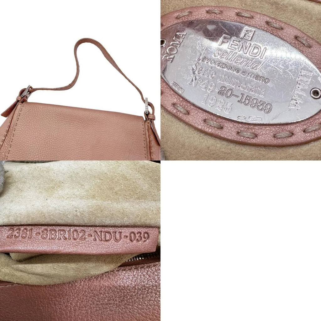 Shoulder (Good) z0591 Leather Bag Pre-Owned Pink Women's 2381-8BR102--039 Selleria Metallic