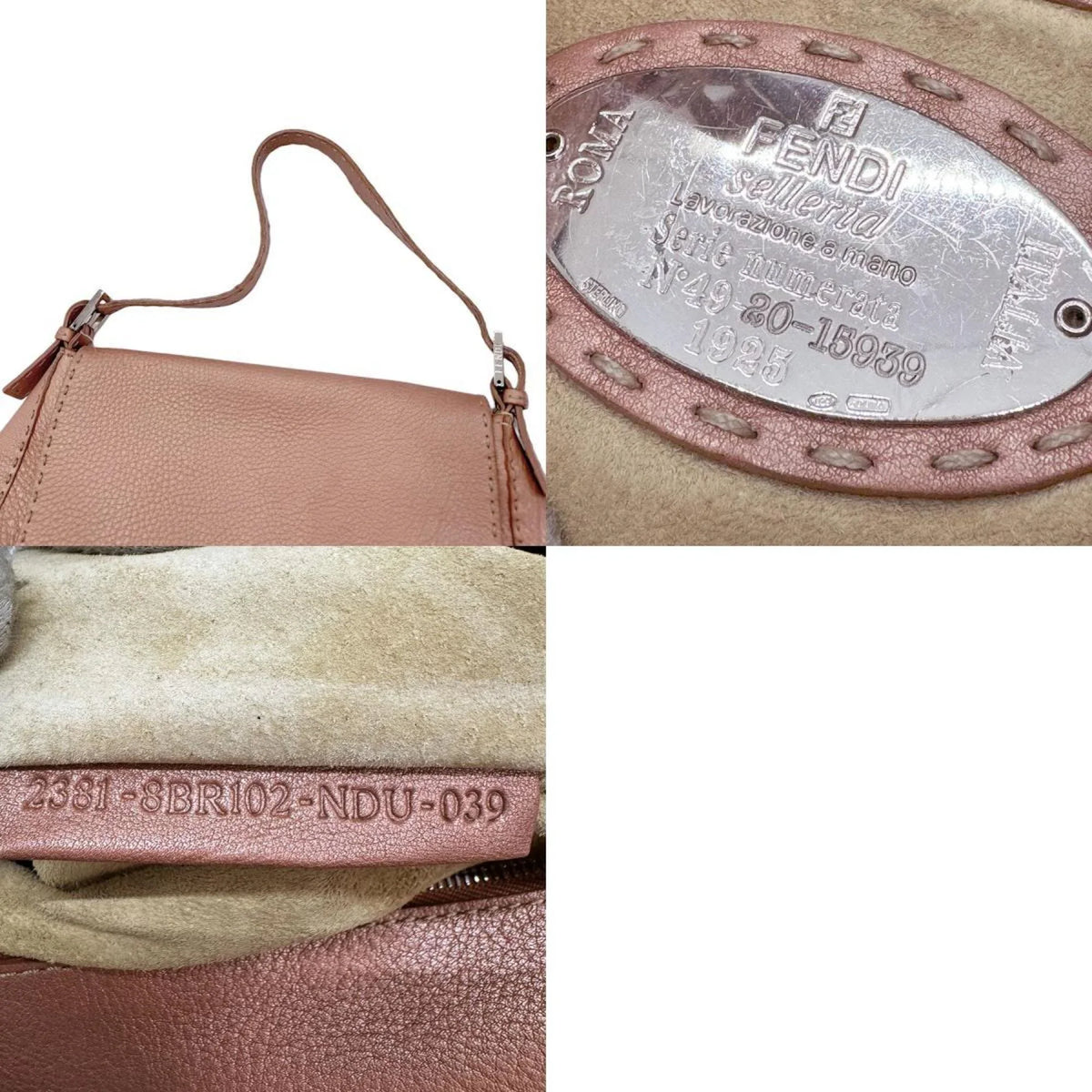 Shoulder (Good) z0591 Leather Bag Pre-Owned Pink Women's 2381-8BR102--039 Selleria Metallic