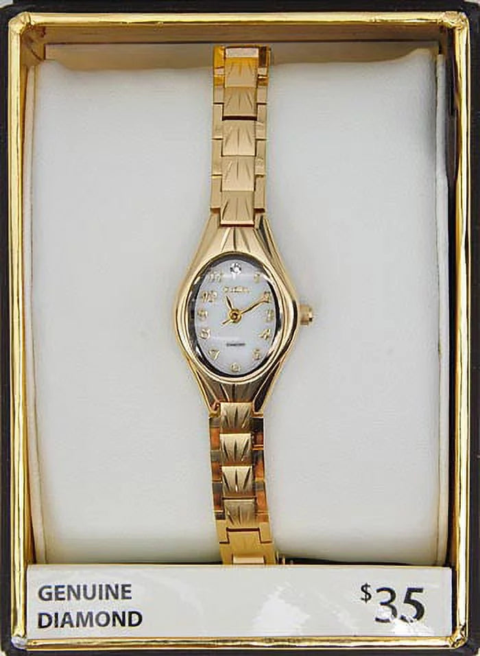 Female with Gold Adult Watch in Oval Stainless Steel(EG9759) Elgin Analog Dial