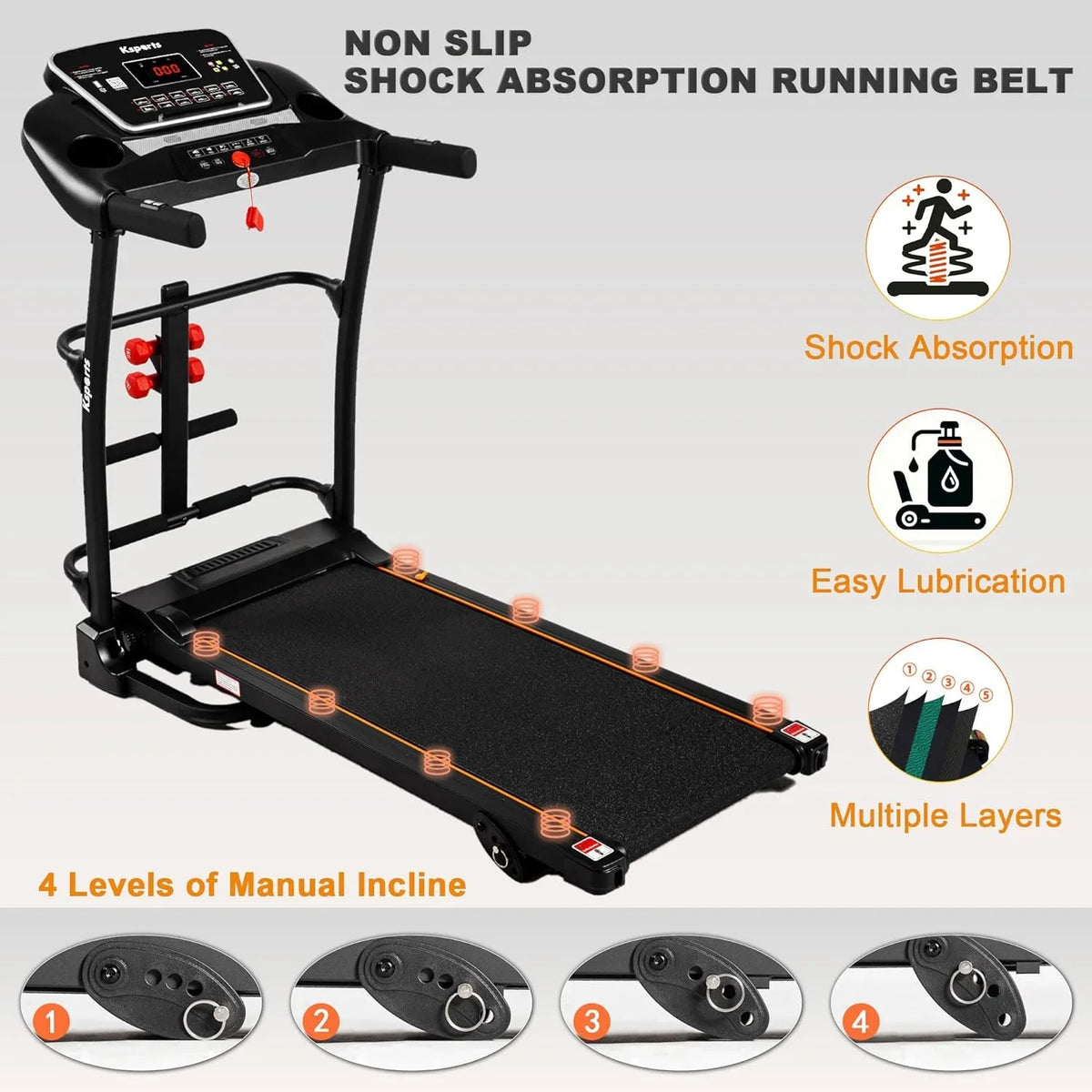 Treadmill Display, Portable With Inch Foldable Apps Equipment, Connectivity, For Home Black Bluetooth Gym And Fitness Tracking 16.5