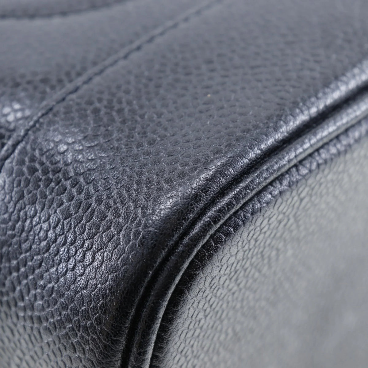 Zipper France in Coco (Good) Pre-Owned Matte Caviar Mark Vanity Made Handbag Ladies Skin Black