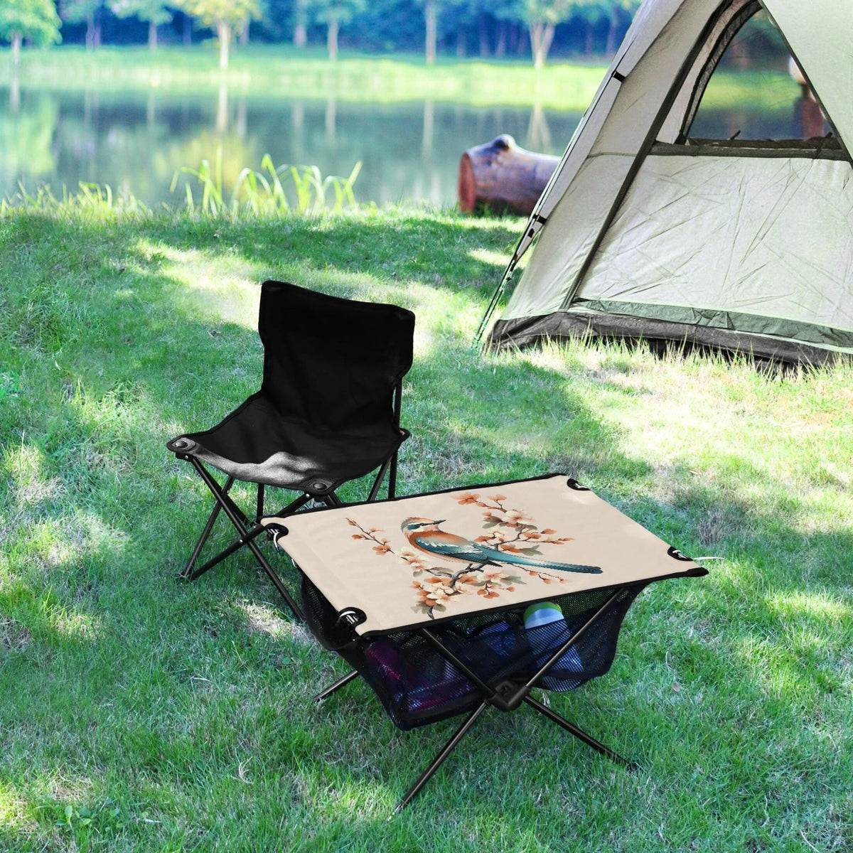 Folding Branches for Picnic Bag Compact Table with Table Fishing Outdoor Camping on Beach Storage Table Travel Birds Flower Portable