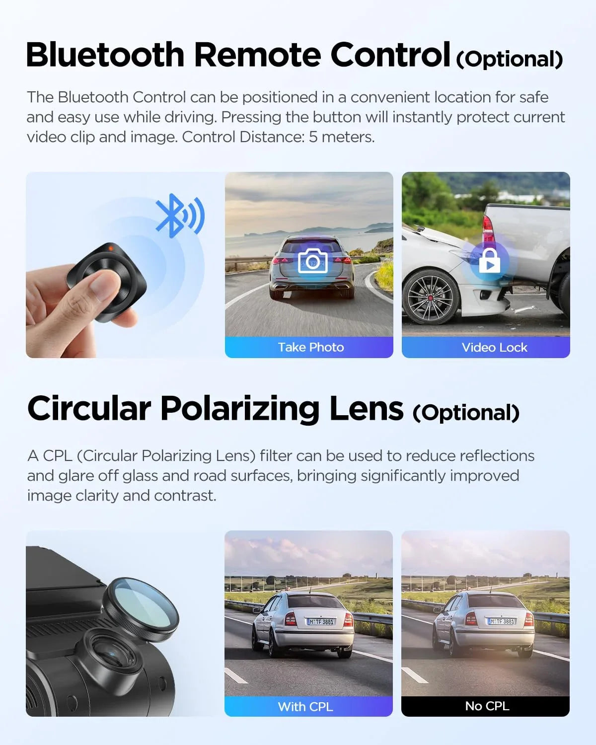 , lb Plus Front 2CH Rear Sensors, with Dashcam 2 A229 Dual 1.87 1440P+1440P Camera