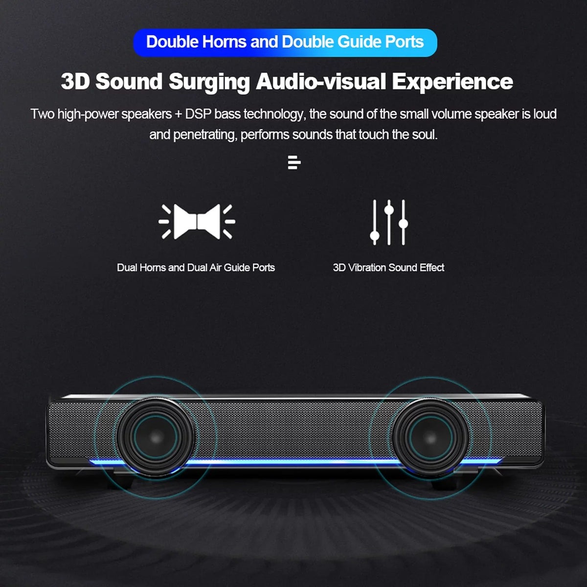 Powerful Laptop Bass Stereo Input Player Surround Computer Box MP3 Bar Speaker Tablet Smartphone Sound Subwoofer Wired 3.5mm Audio V-196 for MP4